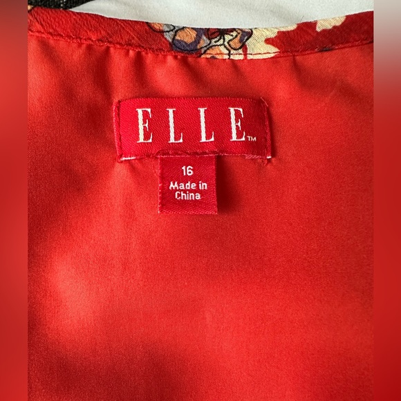 Elle red floral dress with waist tie, size 16. - Picture 6 of 10